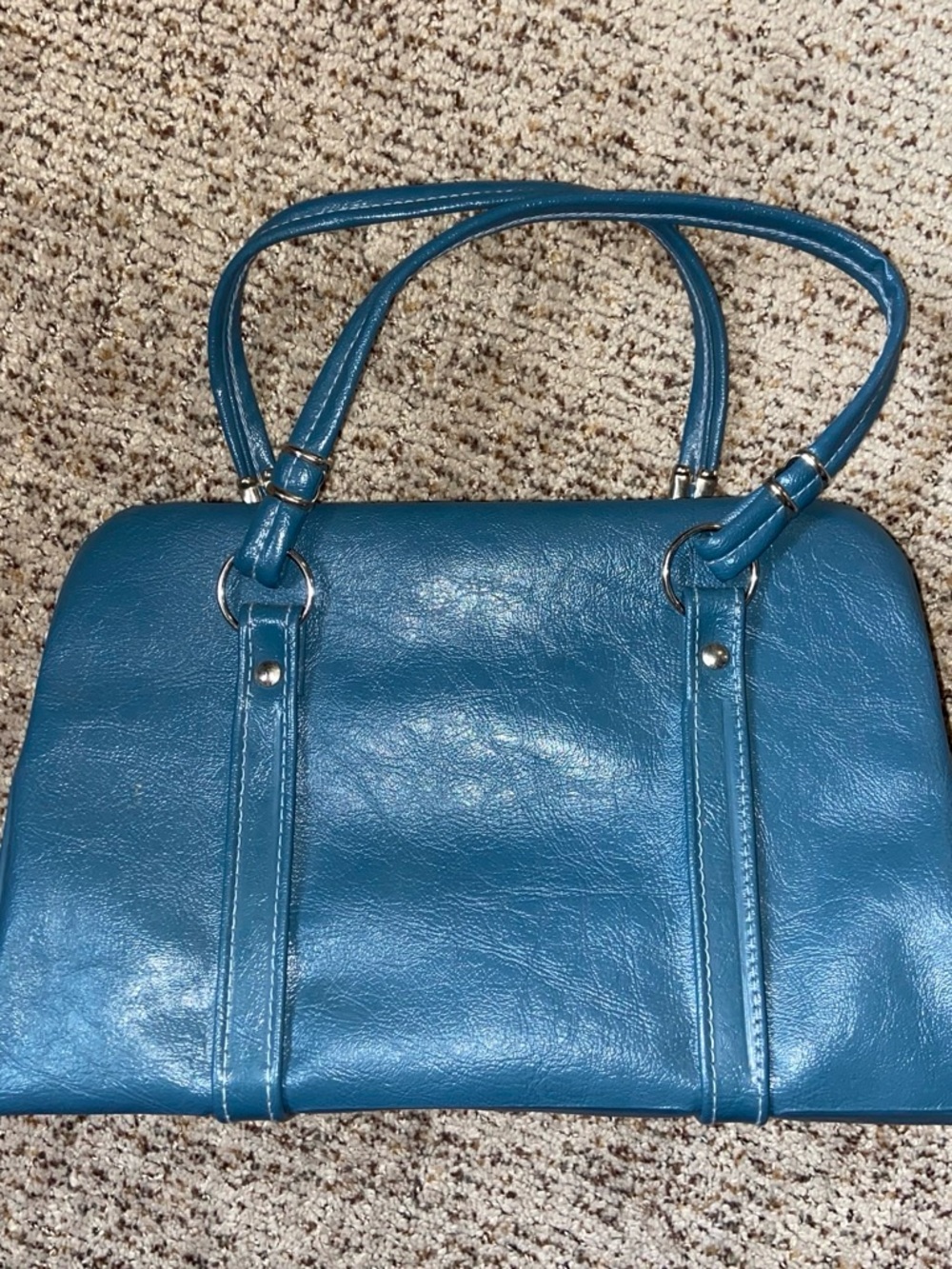 Blue Women's Leather Shoulder Bag